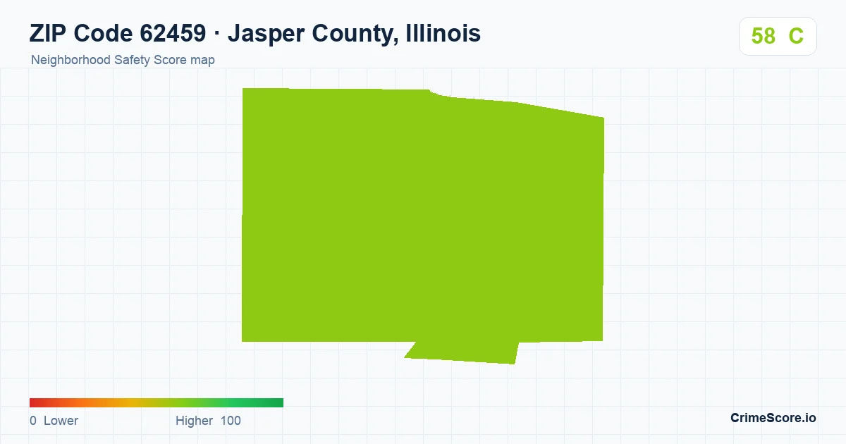 ZIP Code 62459 in Jasper County, Illinois neighborhood Safety Score map