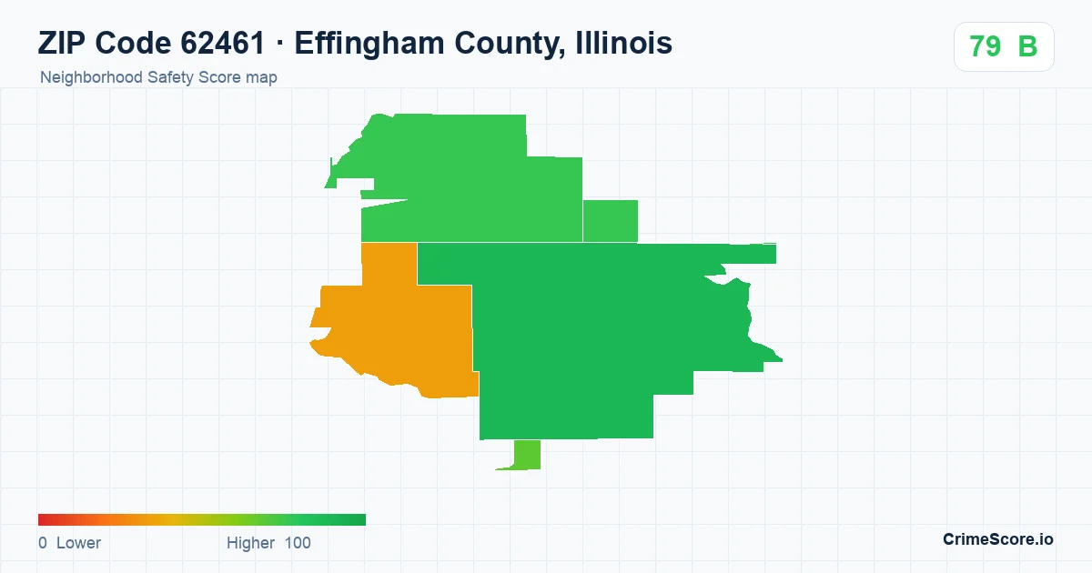 ZIP Code 62461 in Effingham County, Illinois neighborhood Safety Score map