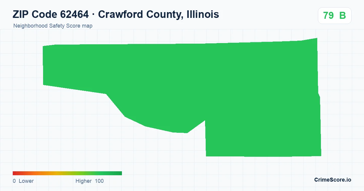 ZIP Code 62464 in Crawford County, Illinois neighborhood Safety Score map