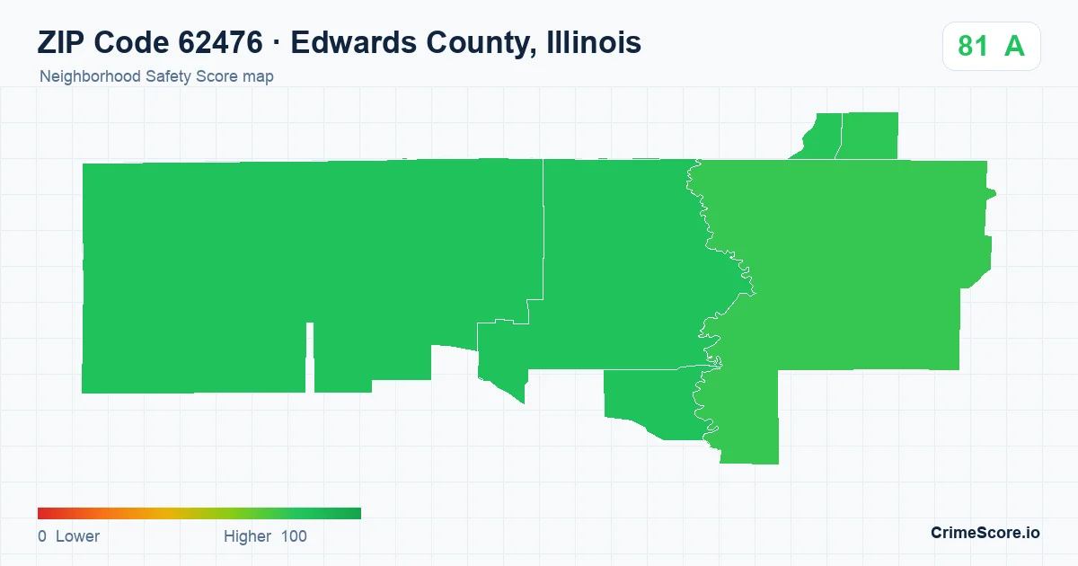 ZIP Code 62476 in Edwards County, Illinois neighborhood Safety Score map
