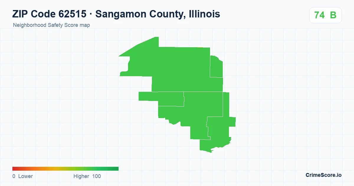 ZIP Code 62515 in Sangamon County, Illinois neighborhood Safety Score map
