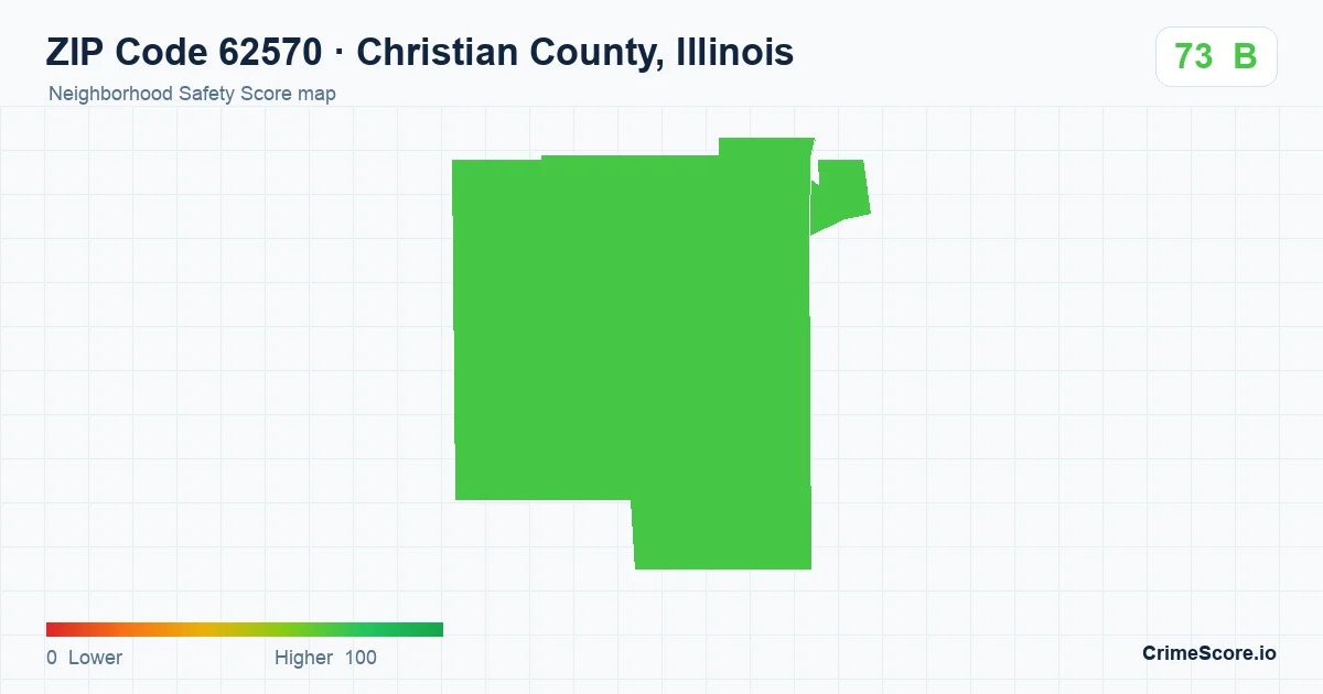 ZIP Code 62570 in Christian County, Illinois neighborhood Safety Score map