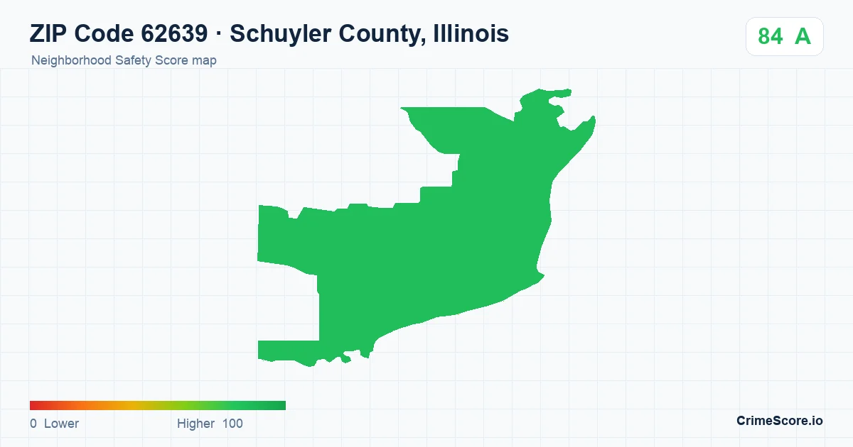 ZIP Code 62639 in Schuyler County, Illinois neighborhood Safety Score map