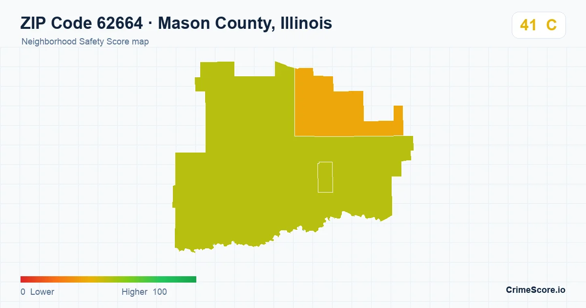 ZIP Code 62664 in Mason County, Illinois neighborhood Safety Score map