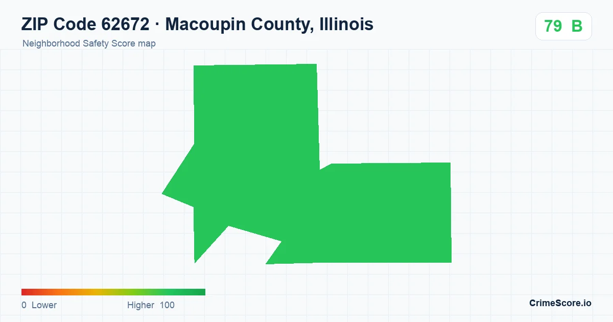 ZIP Code 62672 in Macoupin County, Illinois neighborhood Safety Score map