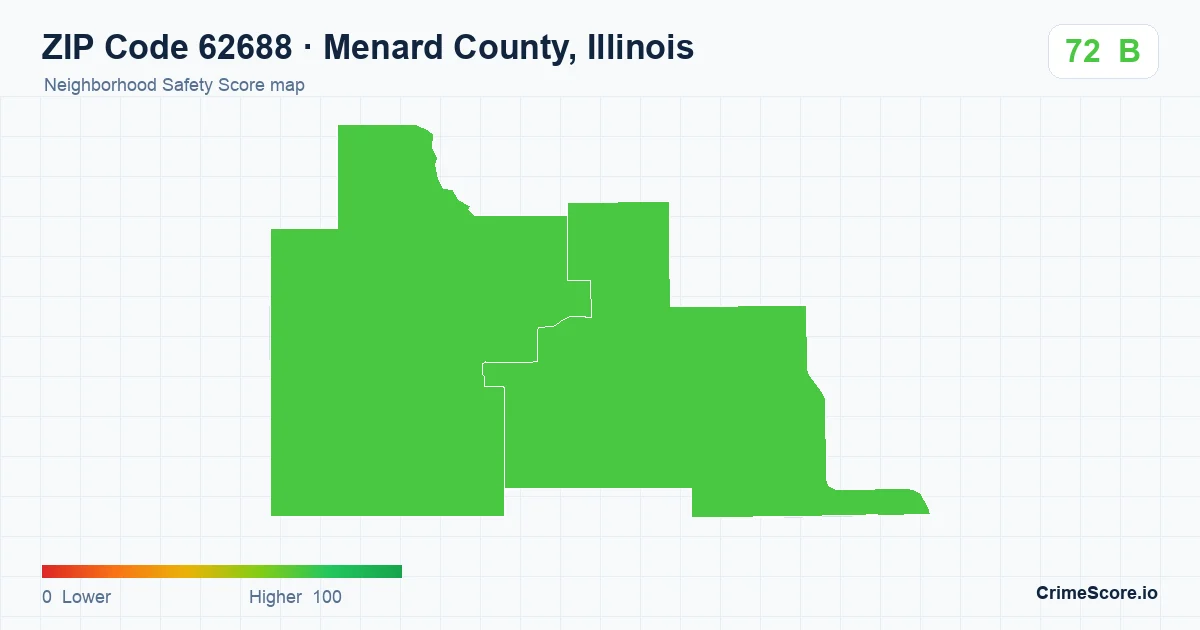 ZIP Code 62688 in Menard County, Illinois neighborhood Safety Score map