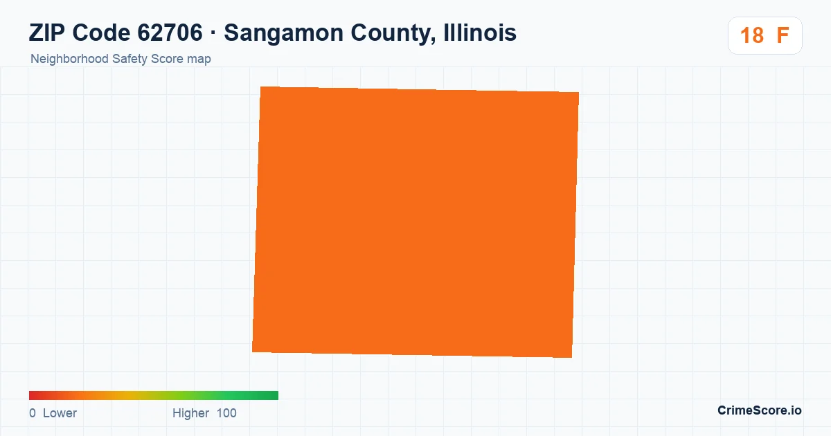 ZIP Code 62706 in Sangamon County, Illinois neighborhood Safety Score map