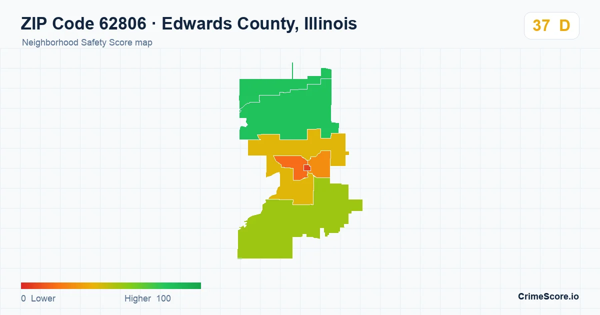 ZIP Code 62806 in Edwards County, Illinois neighborhood Safety Score map