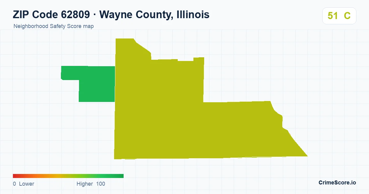 ZIP Code 62809 in Wayne County, Illinois neighborhood Safety Score map