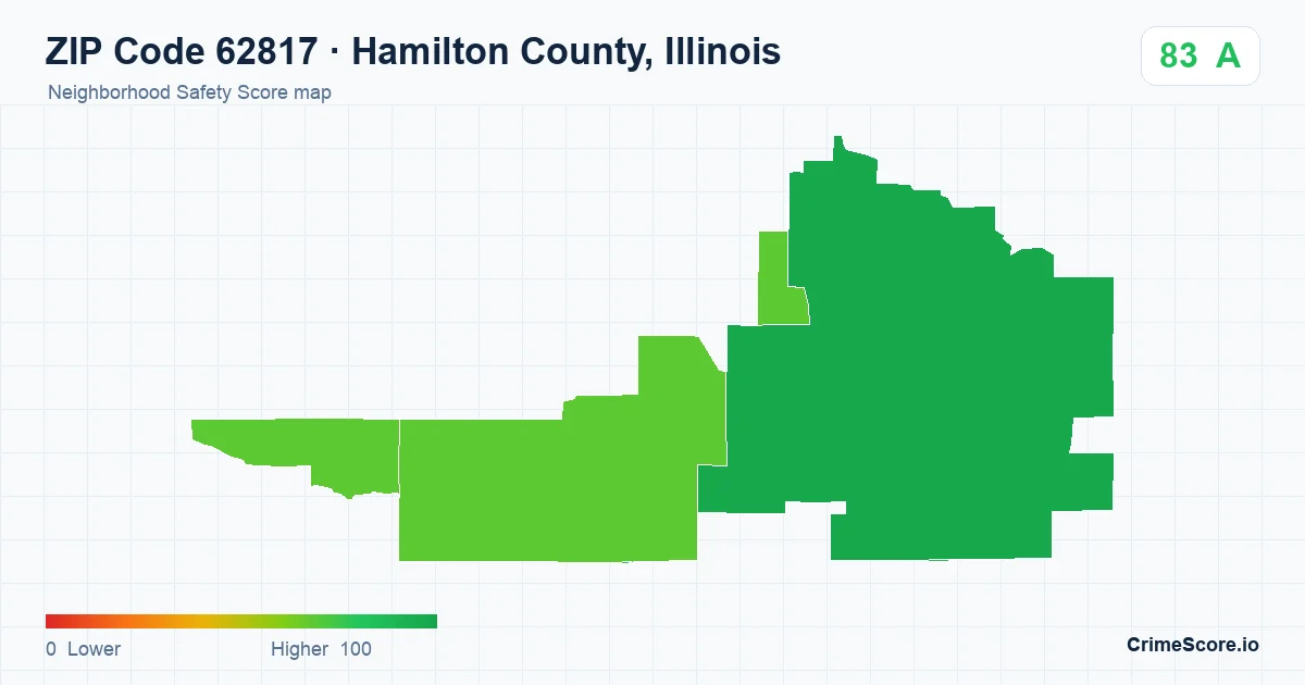 ZIP Code 62817 in Hamilton County, Illinois neighborhood Safety Score map