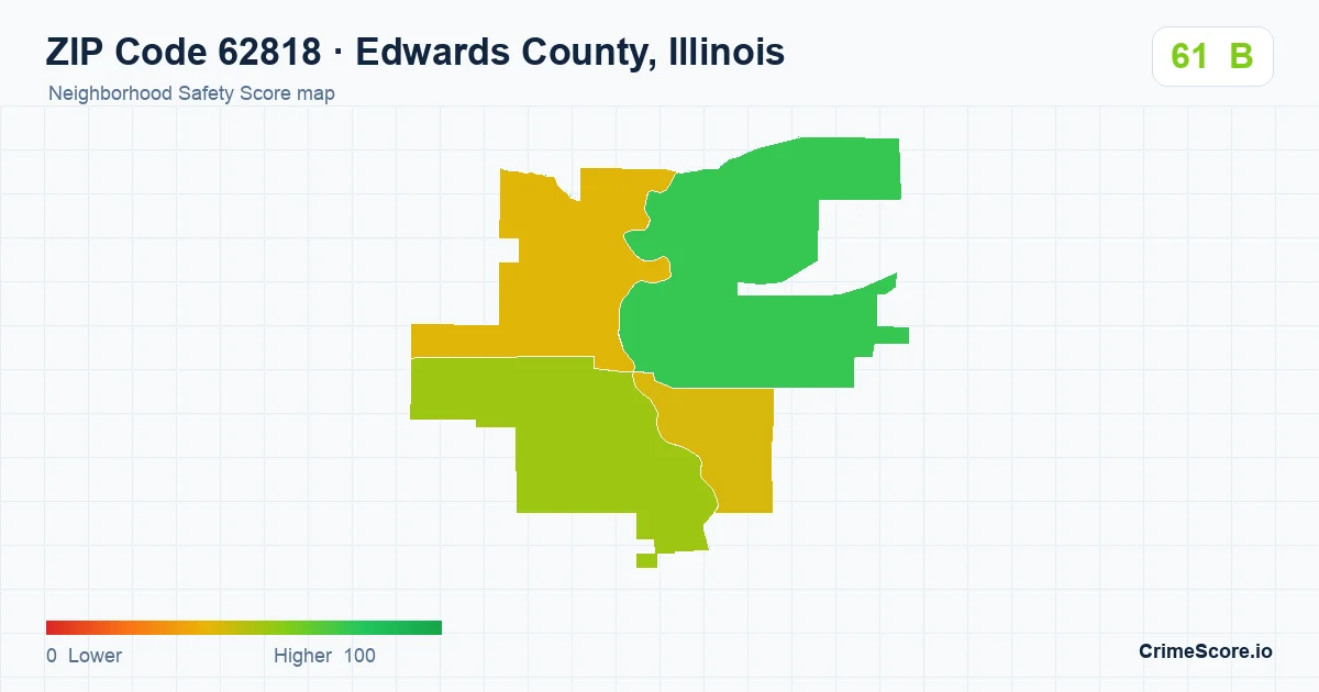 ZIP Code 62818 in Edwards County, Illinois neighborhood Safety Score map