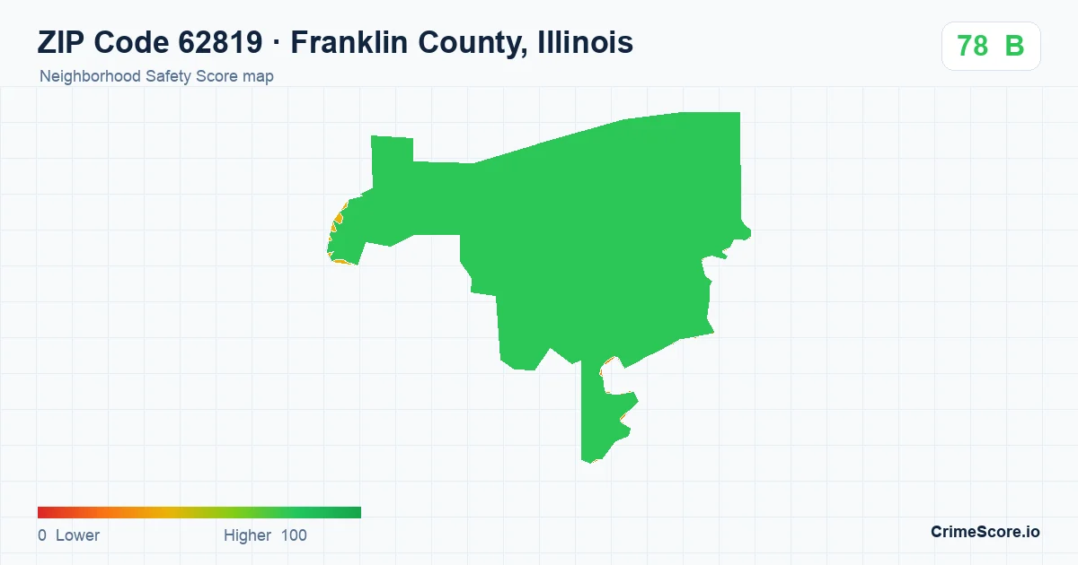 ZIP Code 62819 in Franklin County, Illinois neighborhood Safety Score map