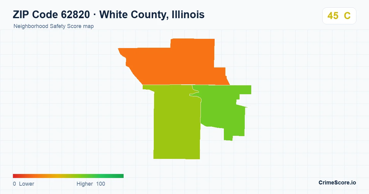 ZIP Code 62820 in White County, Illinois neighborhood Safety Score map