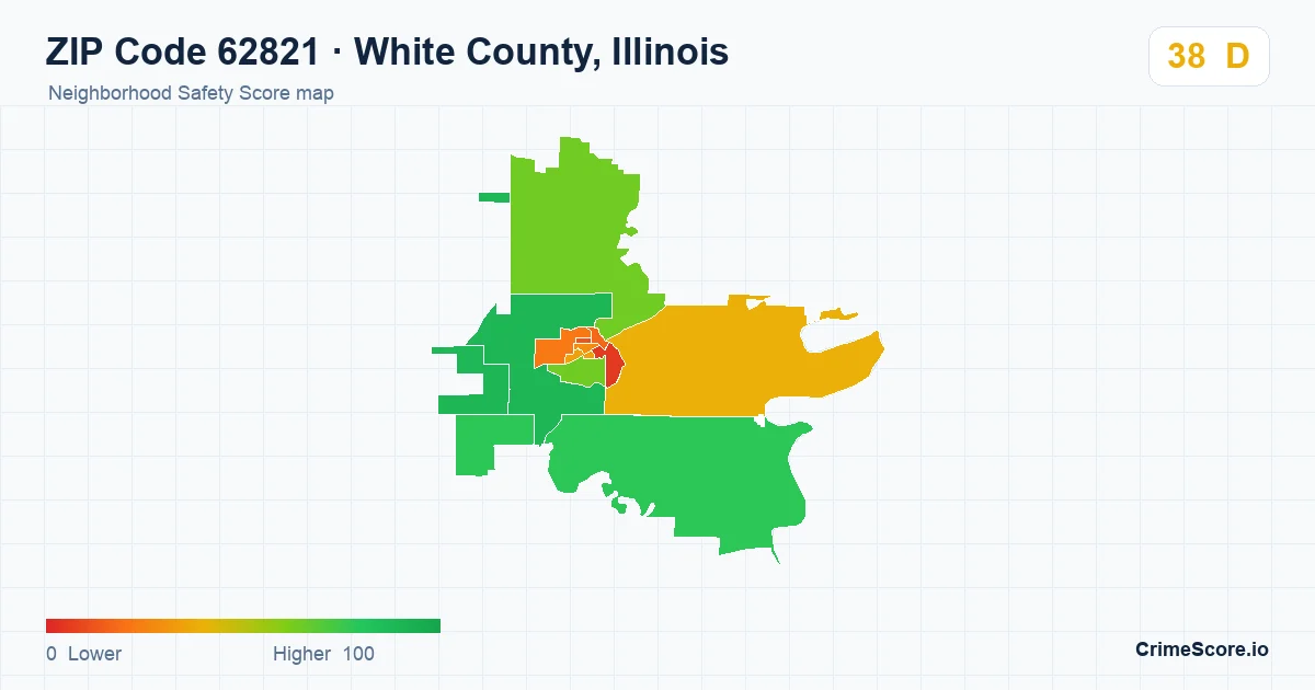 ZIP Code 62821 in White County, Illinois neighborhood Safety Score map