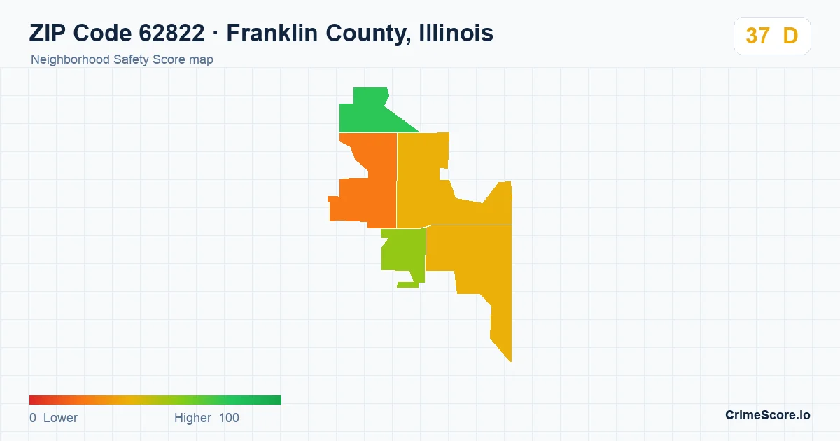 ZIP Code 62822 in Franklin County, Illinois neighborhood Safety Score map