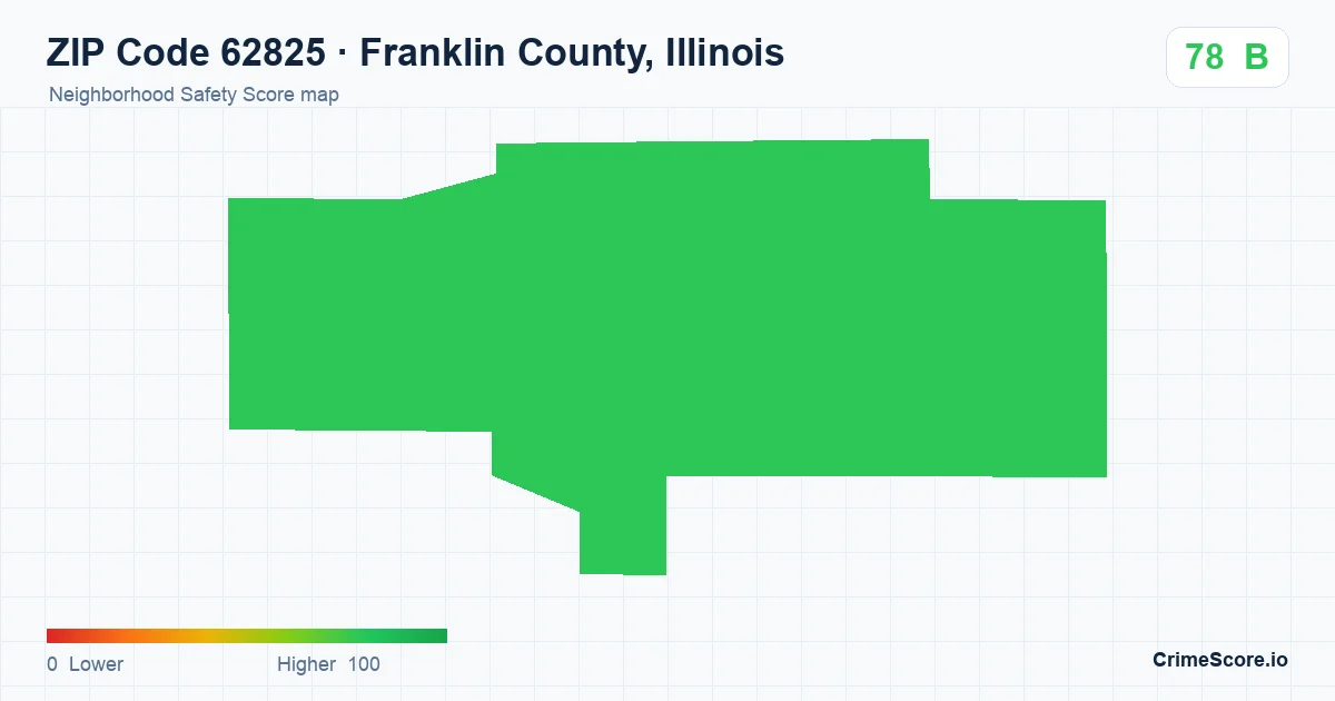 ZIP Code 62825 in Franklin County, Illinois neighborhood Safety Score map