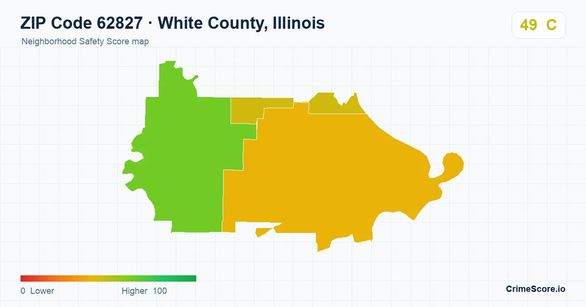 ZIP Code 62827 in White County, Illinois neighborhood Safety Score map