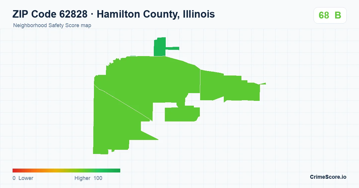 ZIP Code 62828 in Hamilton County, Illinois neighborhood Safety Score map