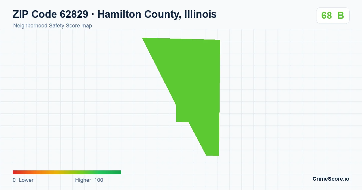ZIP Code 62829 in Hamilton County, Illinois neighborhood Safety Score map