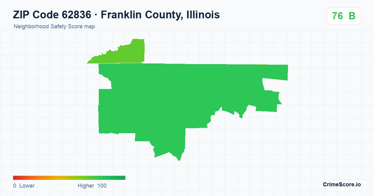ZIP Code 62836 in Franklin County, Illinois neighborhood Safety Score map