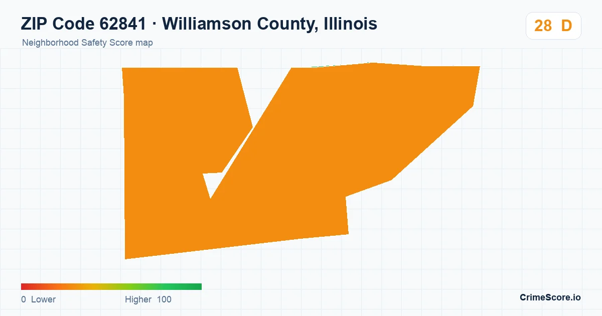 ZIP Code 62841 in Williamson County, Illinois neighborhood Safety Score map