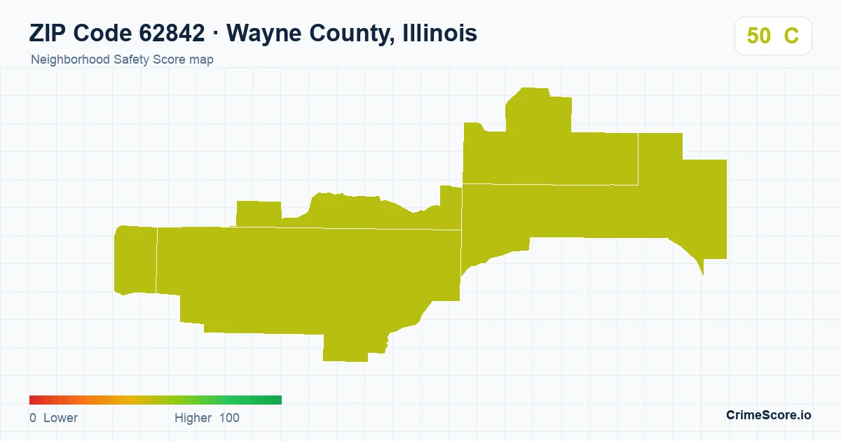 ZIP Code 62842 in Wayne County, Illinois neighborhood Safety Score map