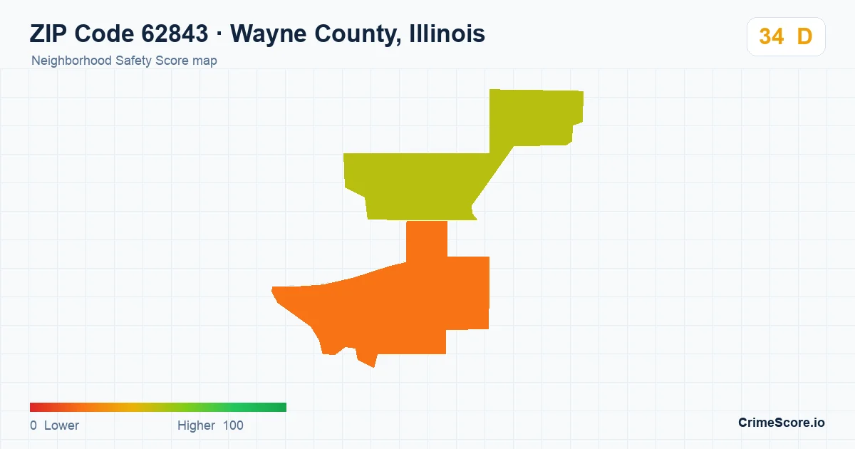 ZIP Code 62843 in Wayne County, Illinois neighborhood Safety Score map