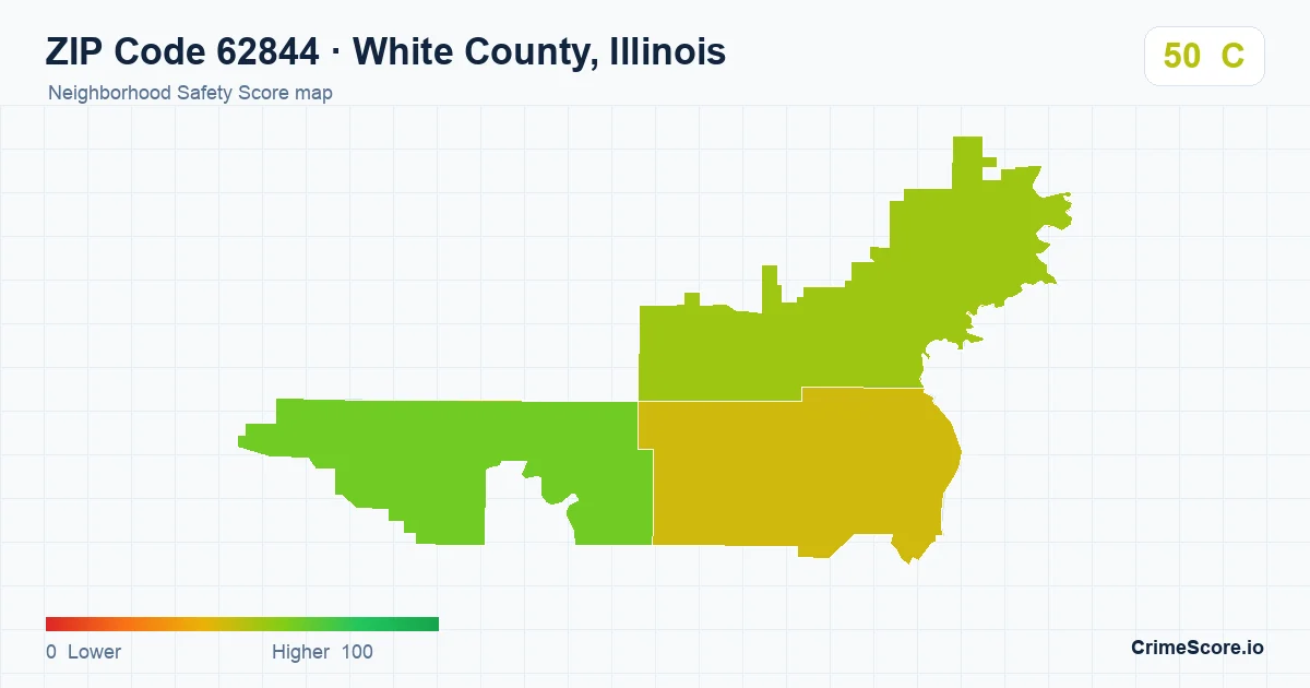 ZIP Code 62844 in White County, Illinois neighborhood Safety Score map