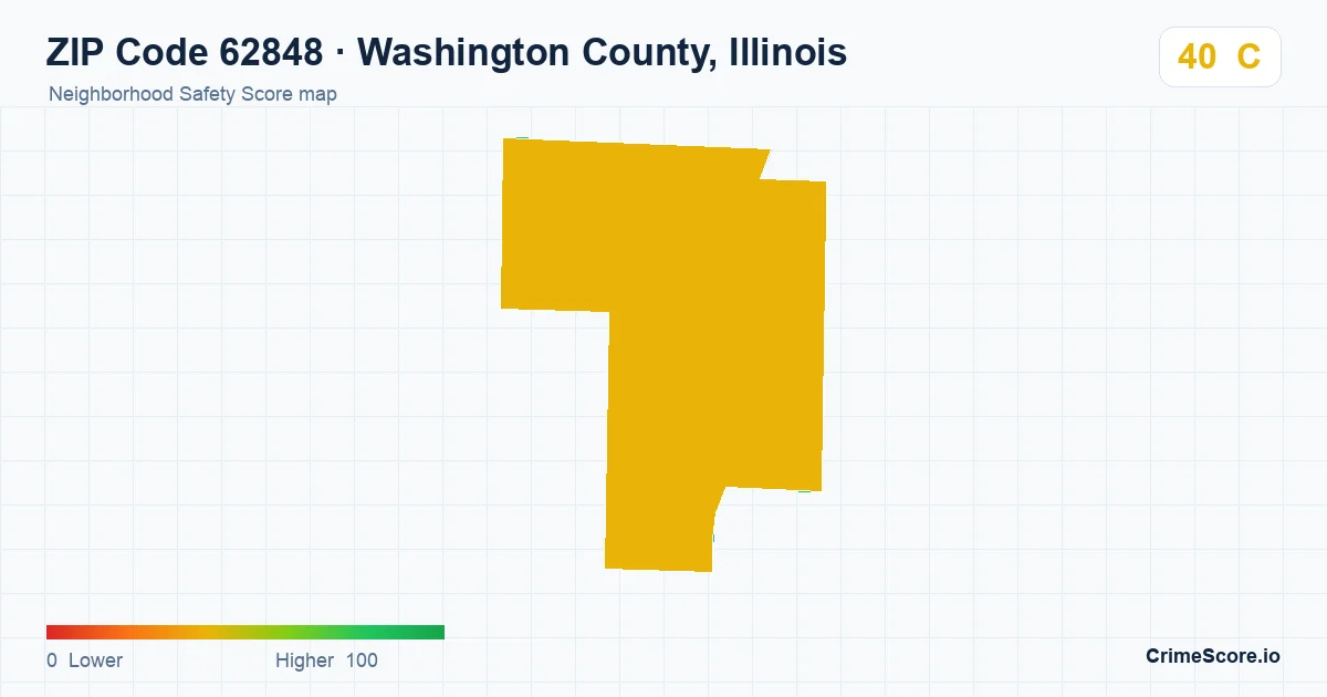 ZIP Code 62848 in Washington County, Illinois neighborhood Safety Score map