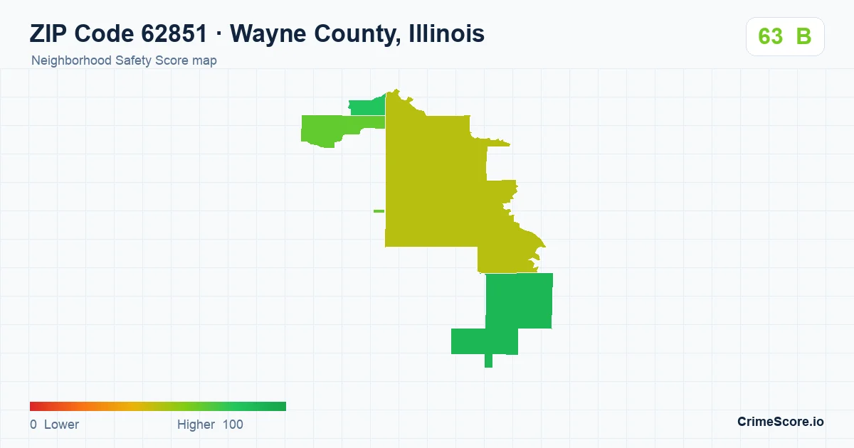 ZIP Code 62851 in Wayne County, Illinois neighborhood Safety Score map