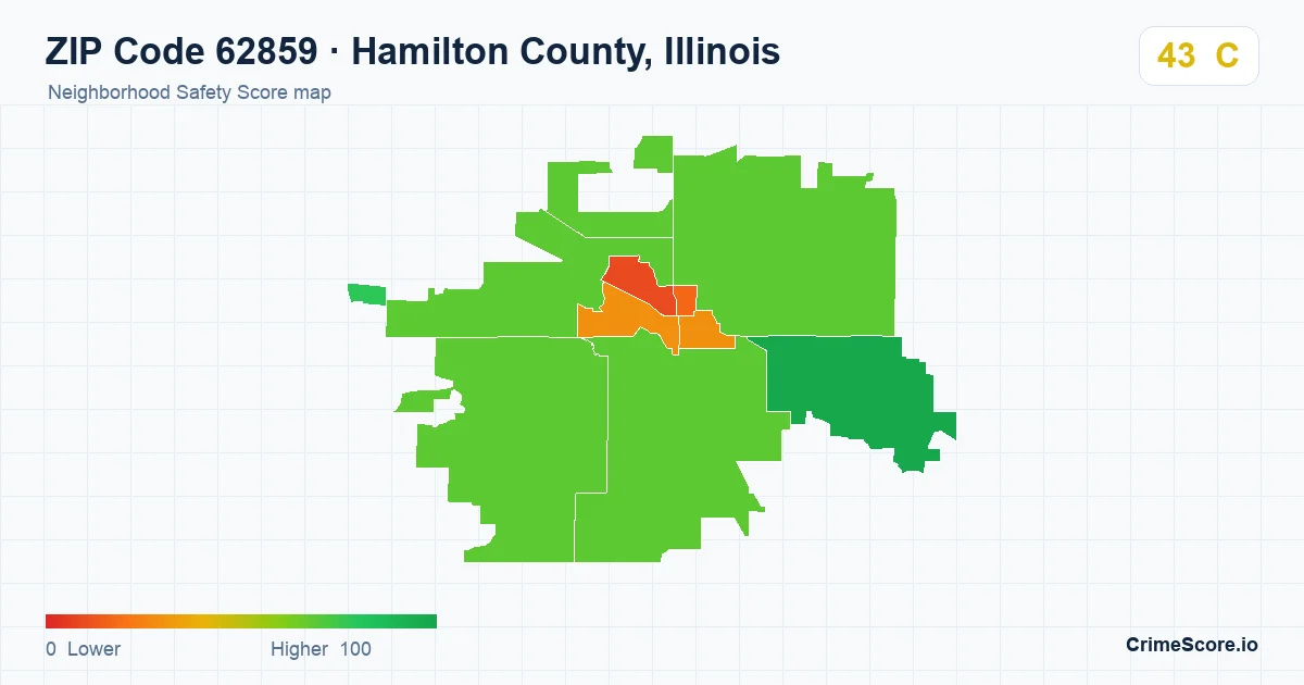ZIP Code 62859 in Hamilton County, Illinois neighborhood Safety Score map