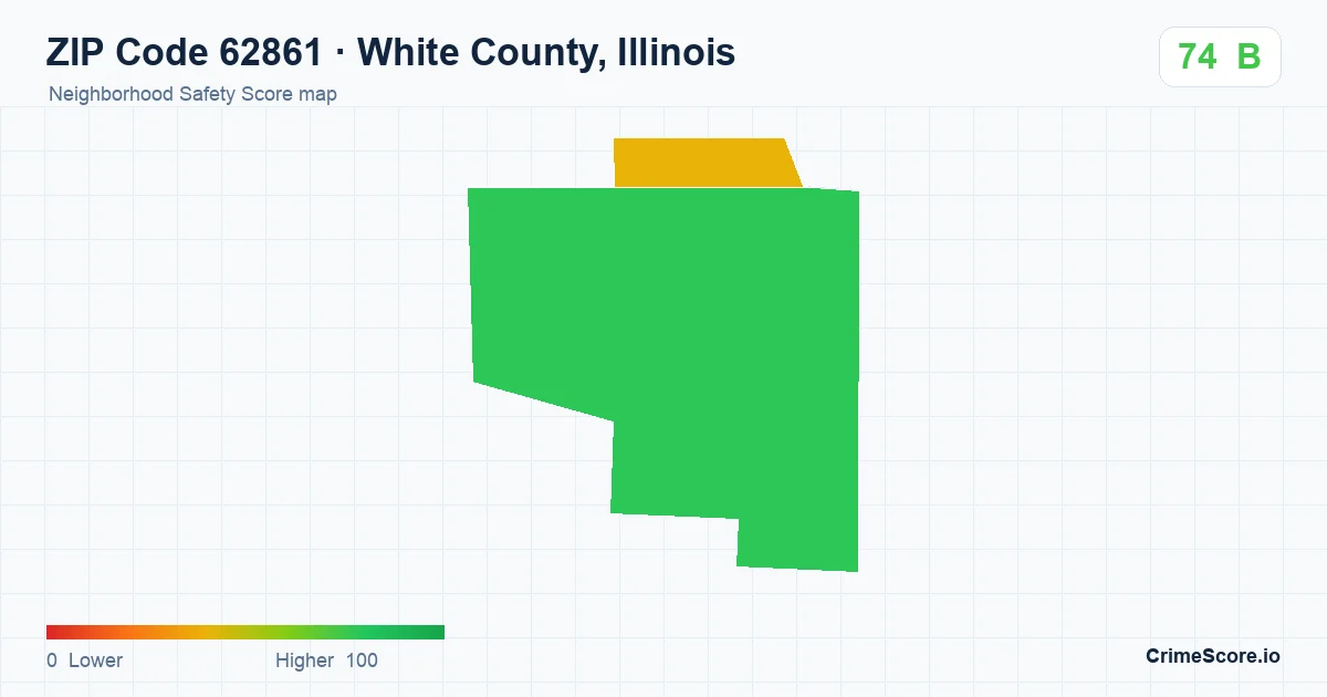 ZIP Code 62861 in White County, Illinois neighborhood Safety Score map