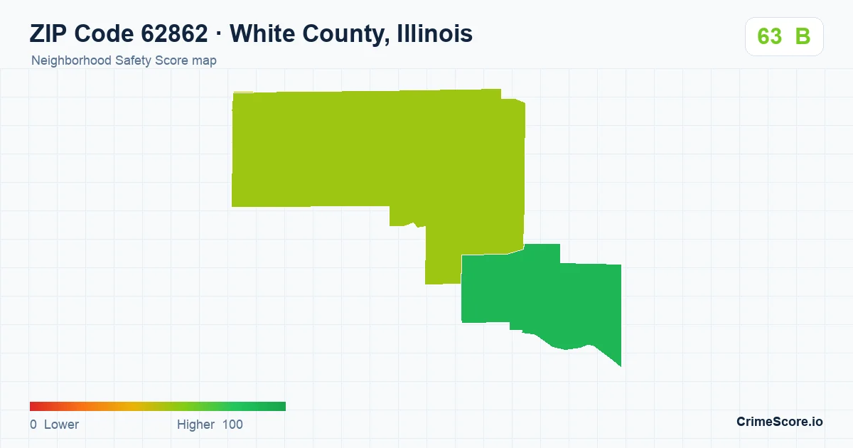 ZIP Code 62862 in White County, Illinois neighborhood Safety Score map