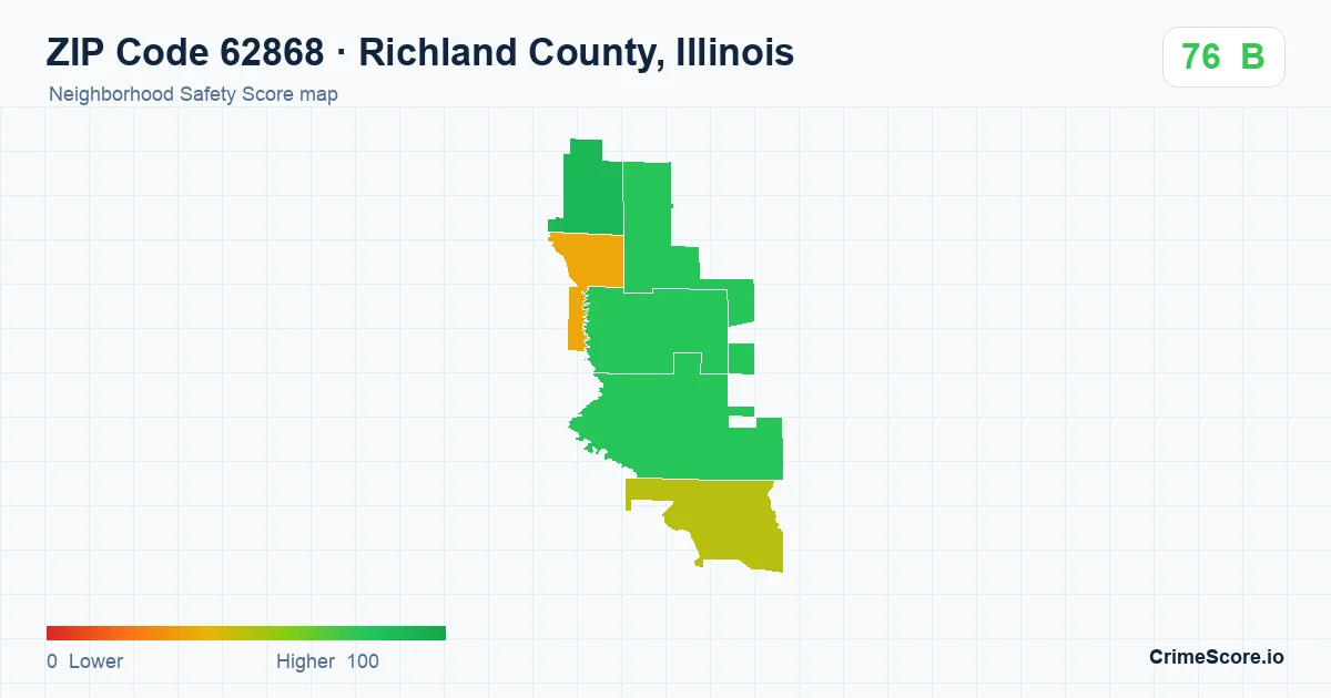 ZIP Code 62868 in Richland County, Illinois neighborhood Safety Score map