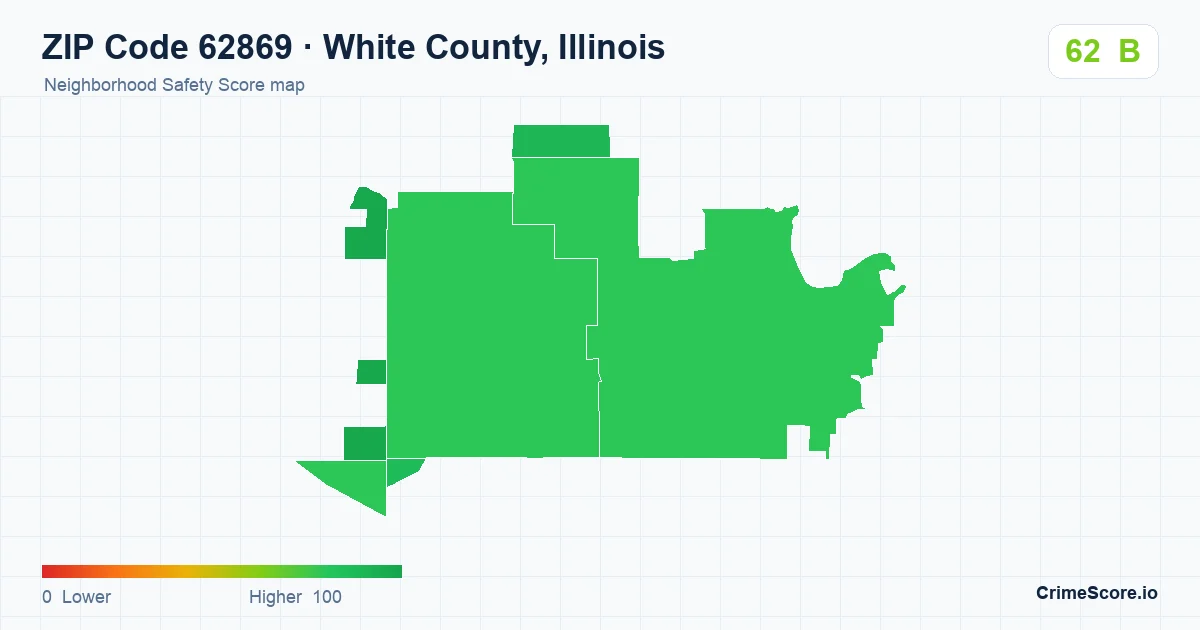 ZIP Code 62869 in White County, Illinois neighborhood Safety Score map