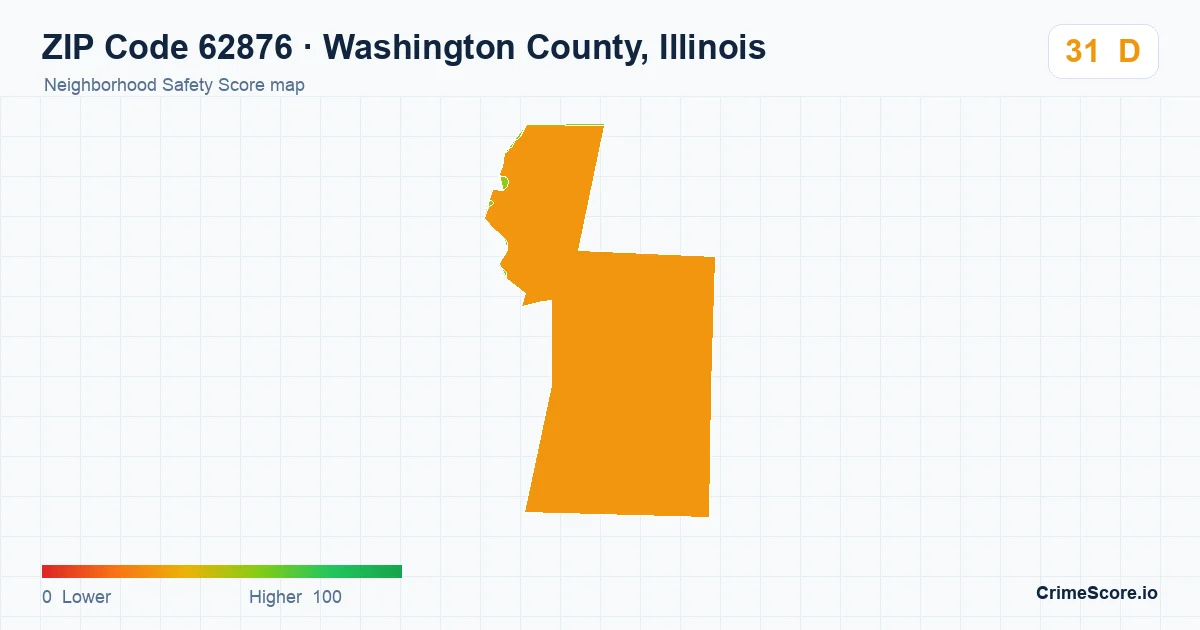 ZIP Code 62876 in Washington County, Illinois neighborhood Safety Score map
