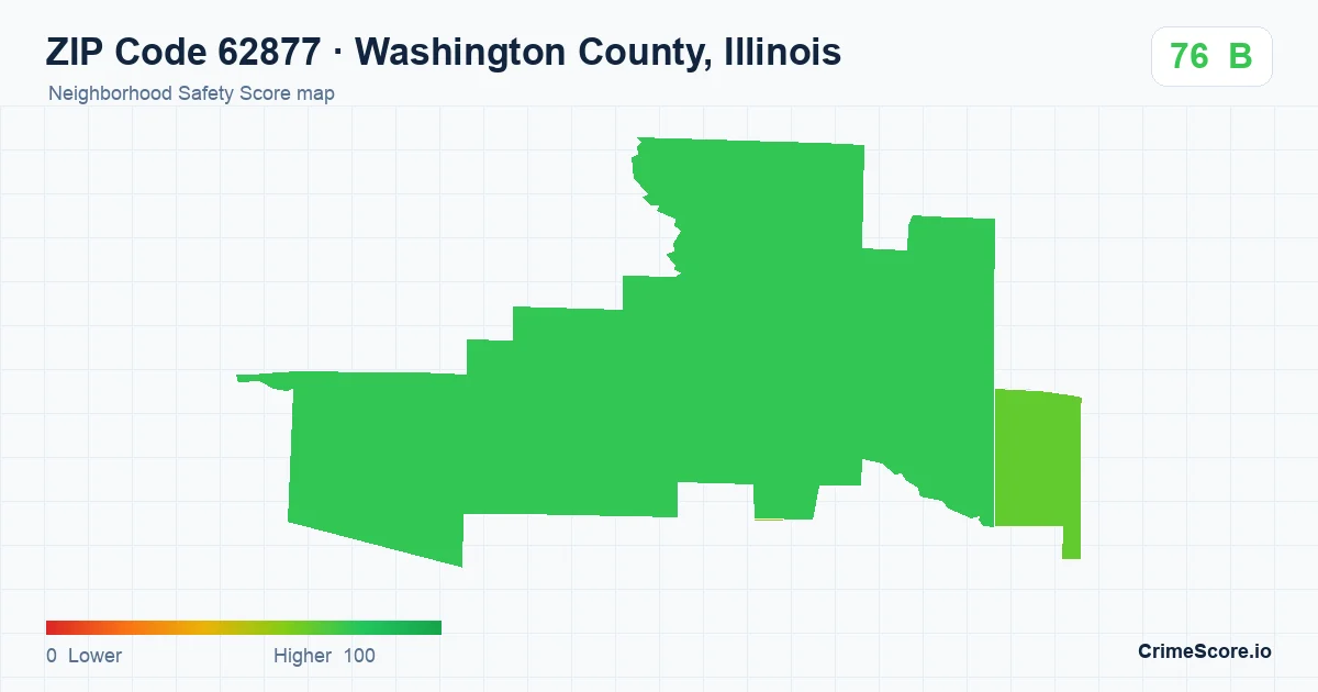 ZIP Code 62877 in Washington County, Illinois neighborhood Safety Score map