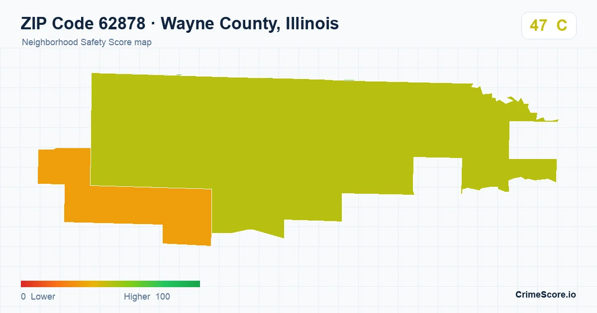 ZIP Code 62878 in Wayne County, Illinois neighborhood Safety Score map