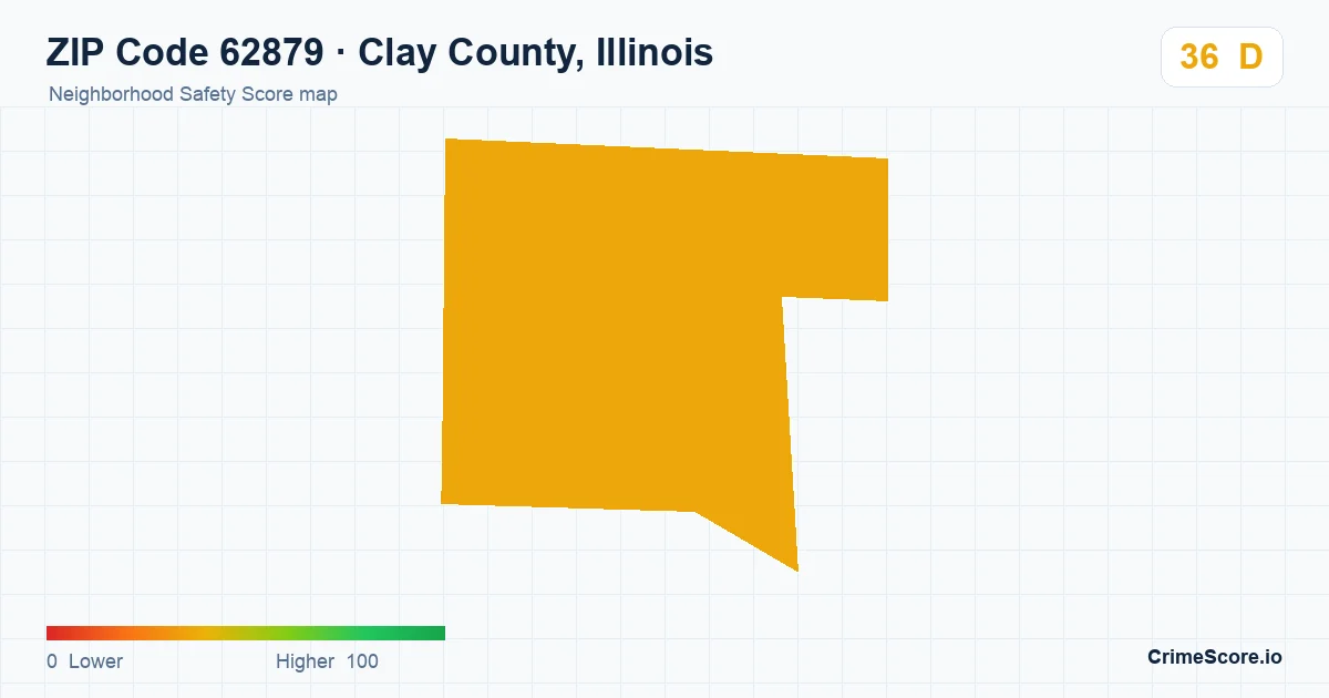 ZIP Code 62879 in Clay County, Illinois neighborhood Safety Score map