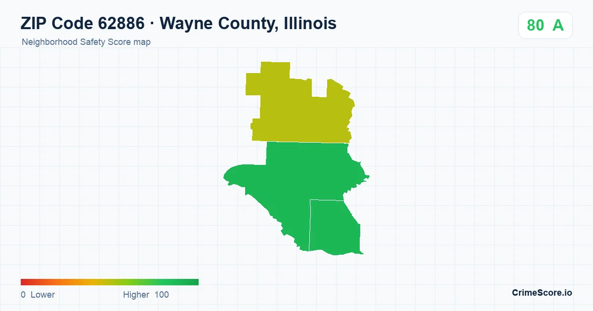 ZIP Code 62886 in Wayne County, Illinois neighborhood Safety Score map