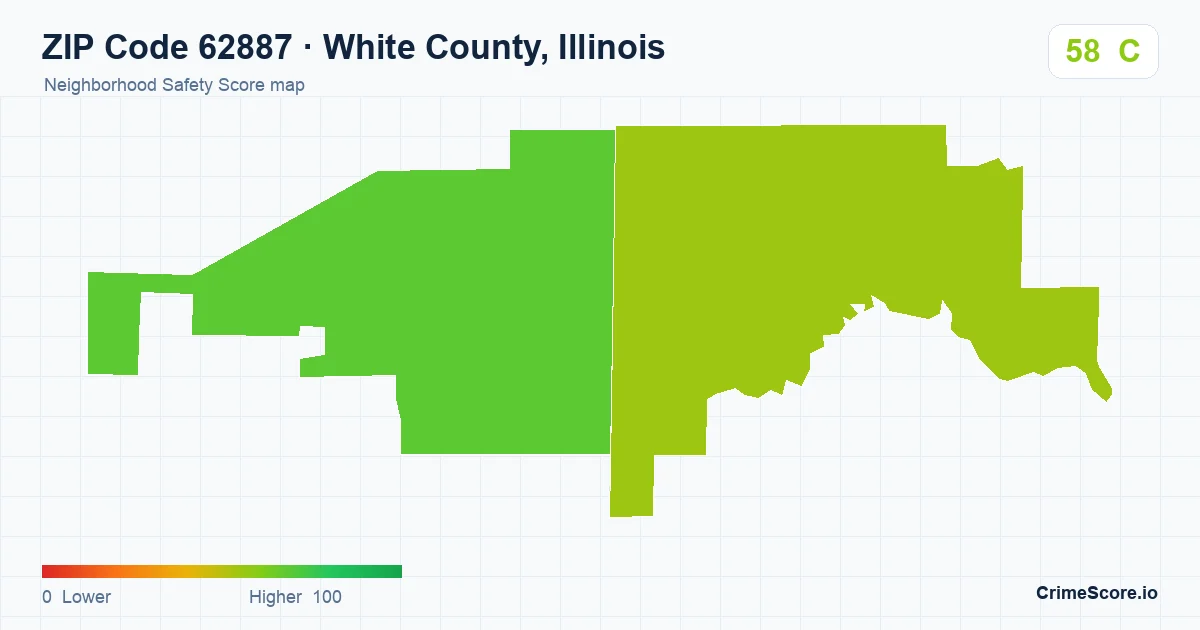 ZIP Code 62887 in White County, Illinois neighborhood Safety Score map