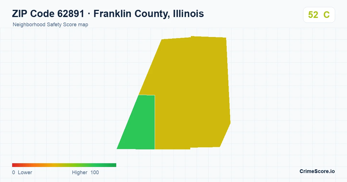 ZIP Code 62891 in Franklin County, Illinois neighborhood Safety Score map