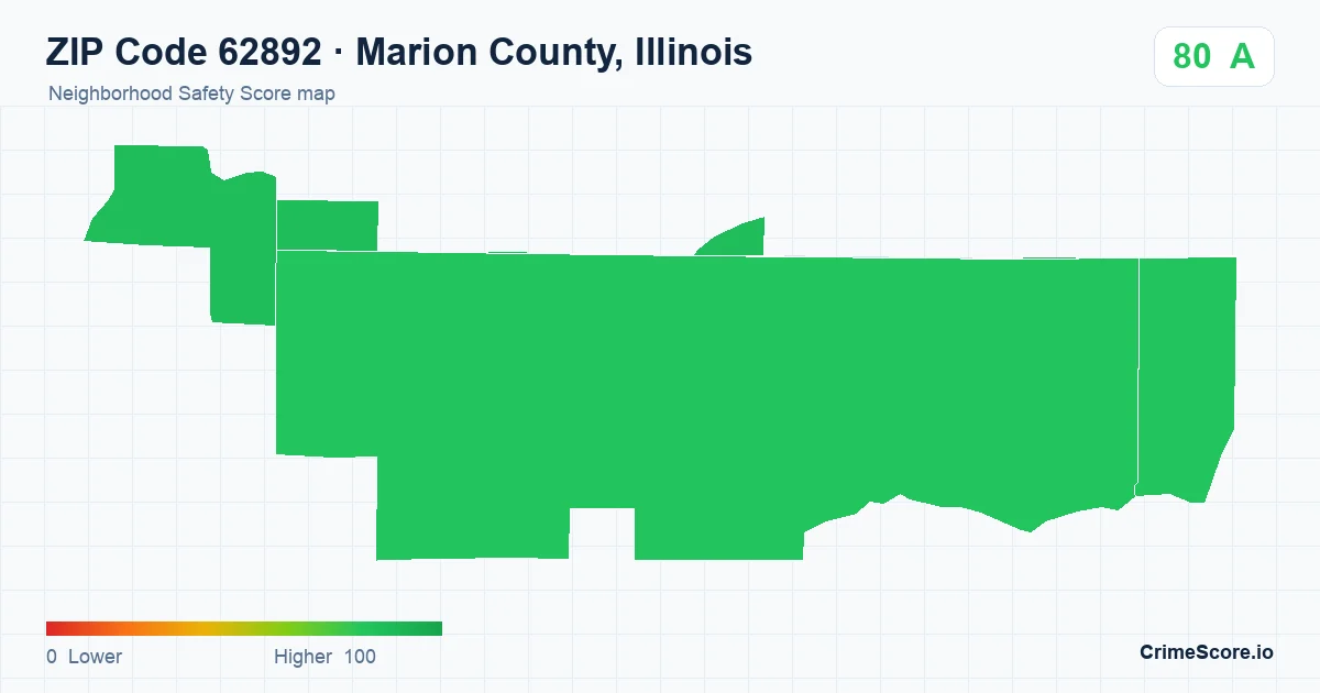 ZIP Code 62892 in Marion County, Illinois neighborhood Safety Score map