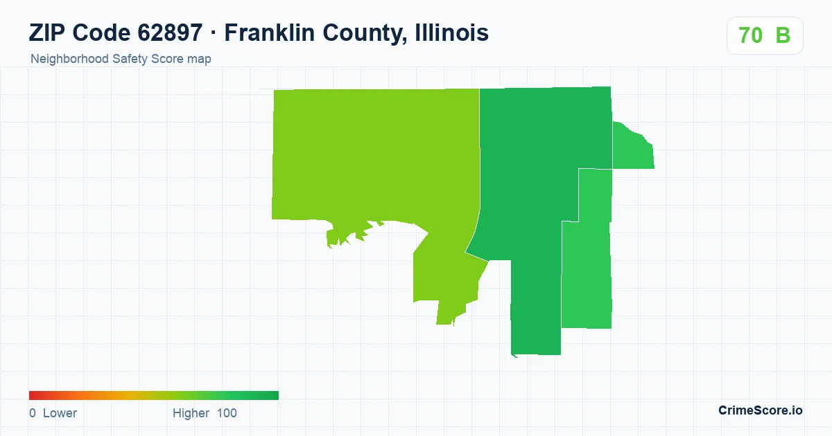 ZIP Code 62897 in Franklin County, Illinois neighborhood Safety Score map