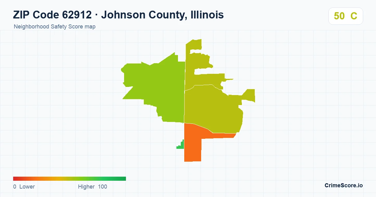 ZIP Code 62912 in Johnson County, Illinois neighborhood Safety Score map