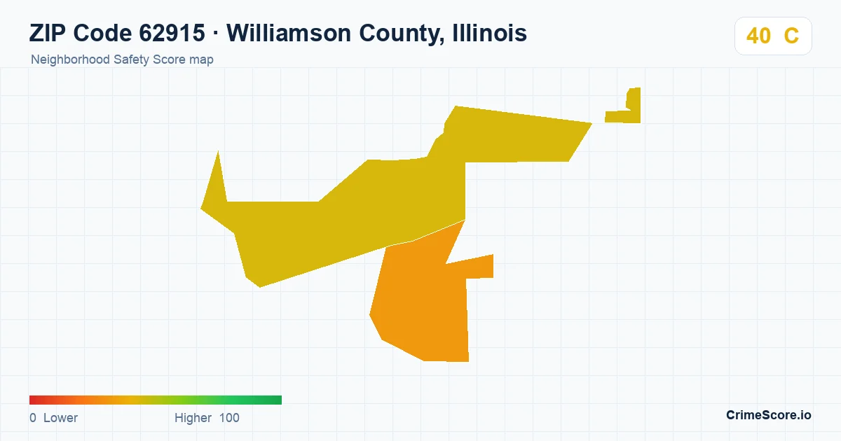 ZIP Code 62915 in Williamson County, Illinois neighborhood Safety Score map