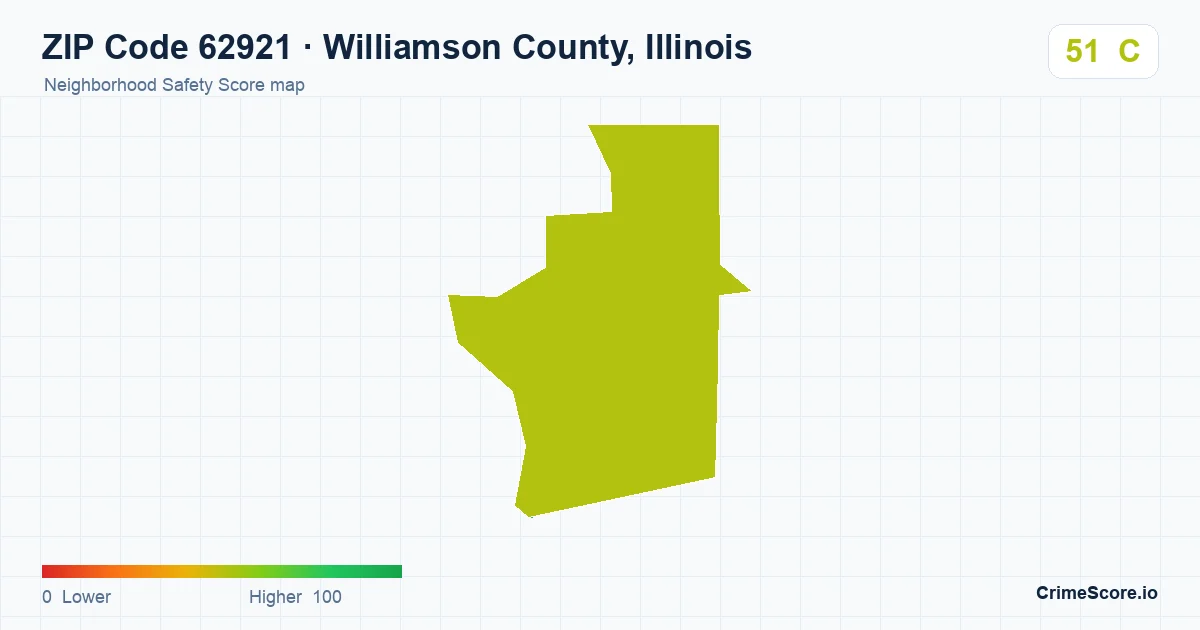 ZIP Code 62921 in Williamson County, Illinois neighborhood Safety Score map