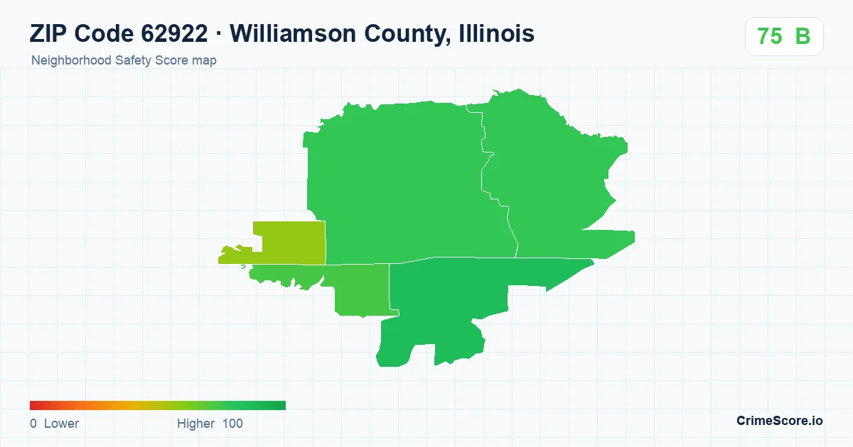 ZIP Code 62922 in Williamson County, Illinois neighborhood Safety Score map