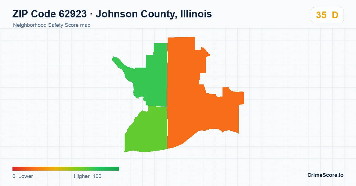 ZIP Code 62923 in Johnson County, Illinois neighborhood Safety Score map