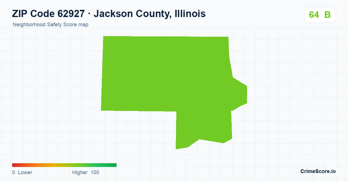 ZIP Code 62927 in Jackson County, Illinois neighborhood Safety Score map